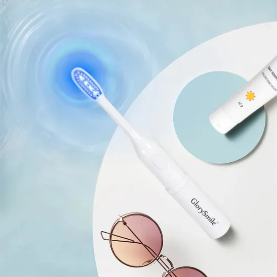 Brosse à dents électrique pour adulte, alimentée par batterie, nettoyage des soins bucco-dentaires, lumière bleue UV LED